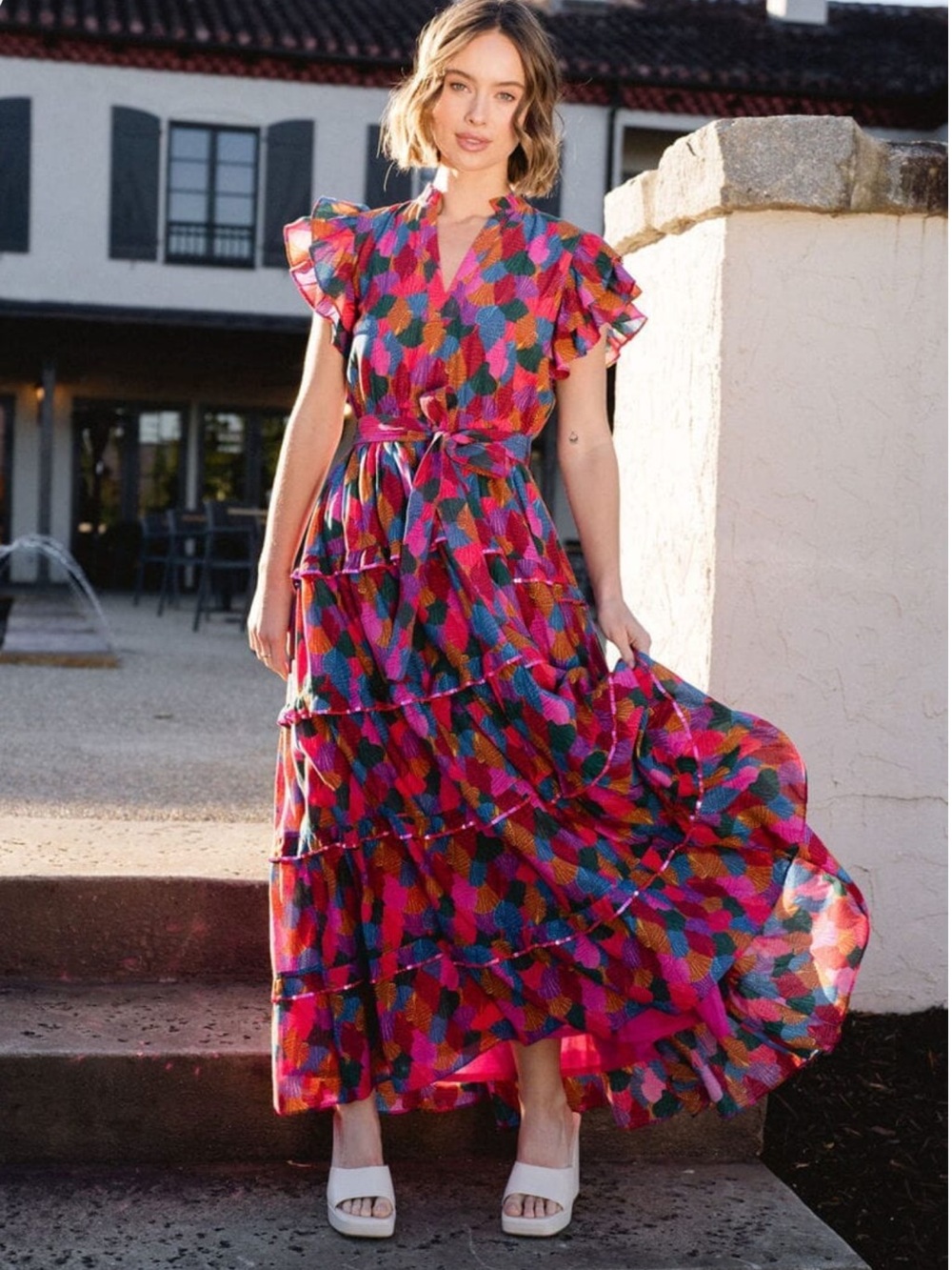NWT Briton Court Delilah Maxi Dress in Pink Multi Medium - Picture 2 of 13